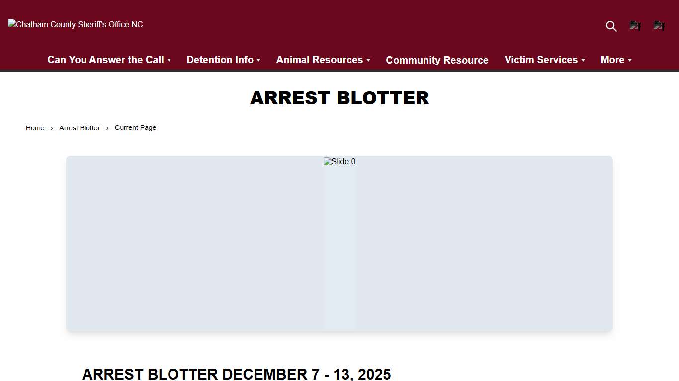 Arrest Blotter Chatham County Sheriff’s Office NC
